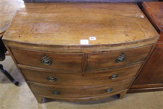 Regency mahogany bow front chest of drawers